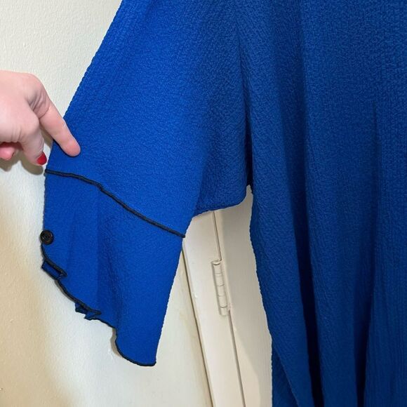 Ali Miles Women’s Bell Sleeve Lagenlook Tunic Royal Blue Size 3X Flowy Artsy - Picture 6 of 7